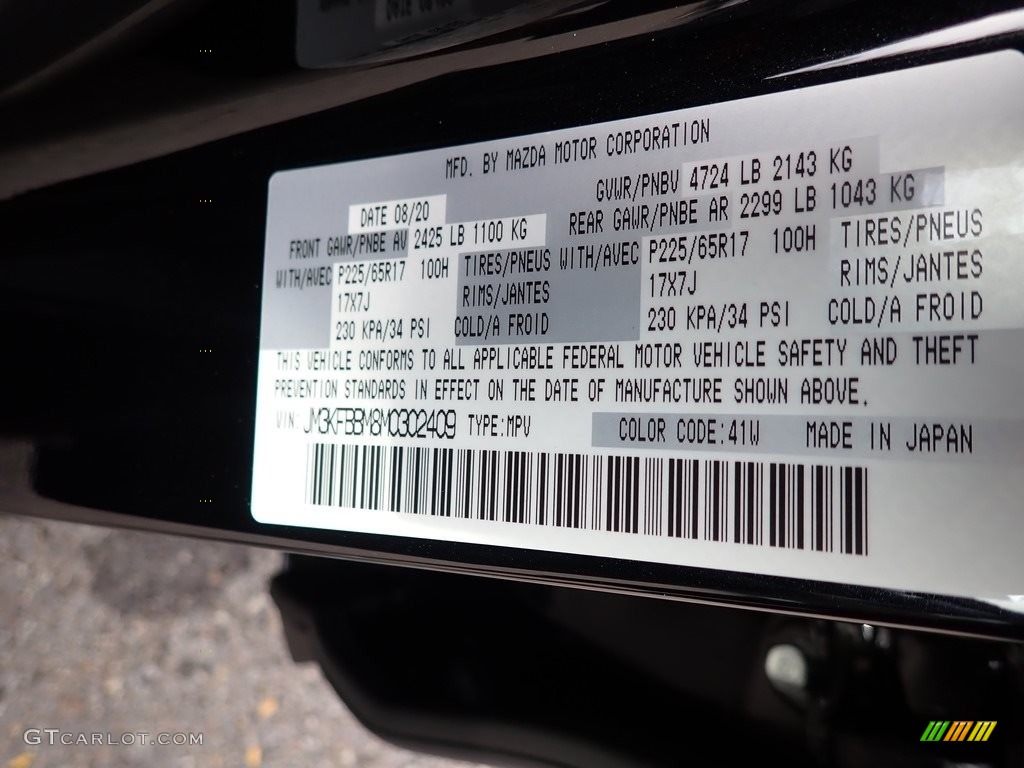 2021 CX-5 Color Code 41W for Jet Black Mica Photo #139939038