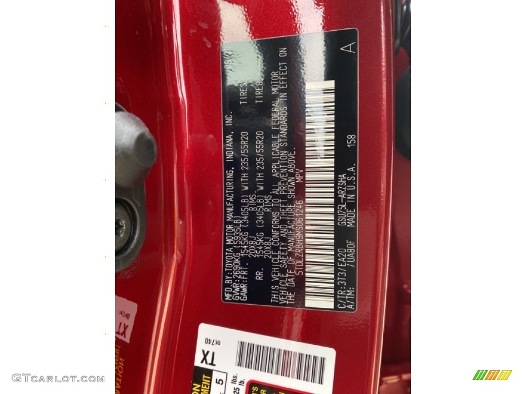 2021 Highlander Color Code 3T3 for Ruby Flare Pearl Photo #139946664