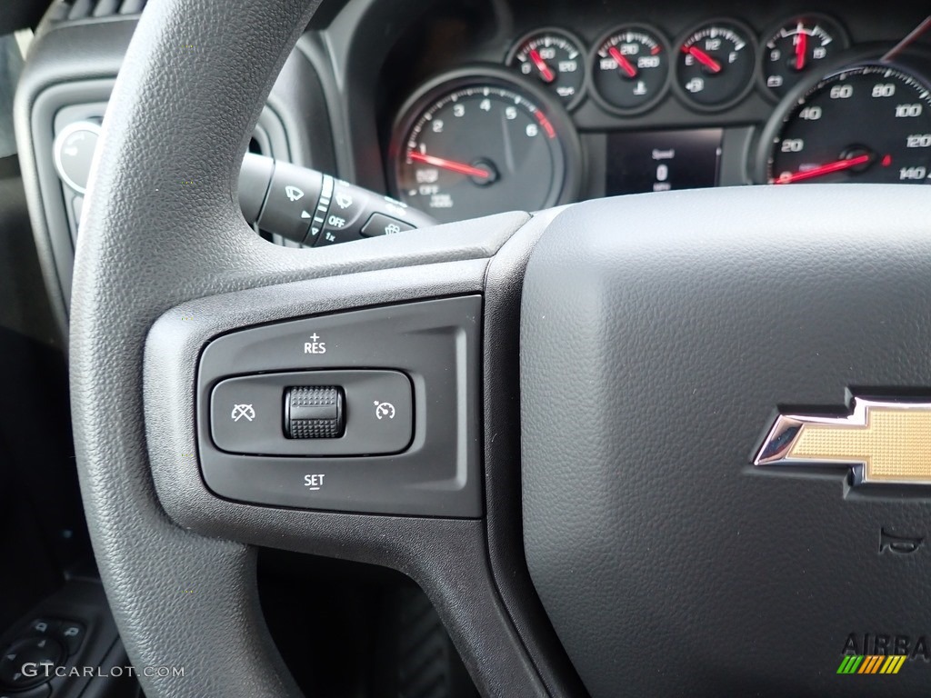 2021 Chevrolet Silverado 1500 Custom Double Cab 4x4 Jet Black Steering Wheel Photo #139948332