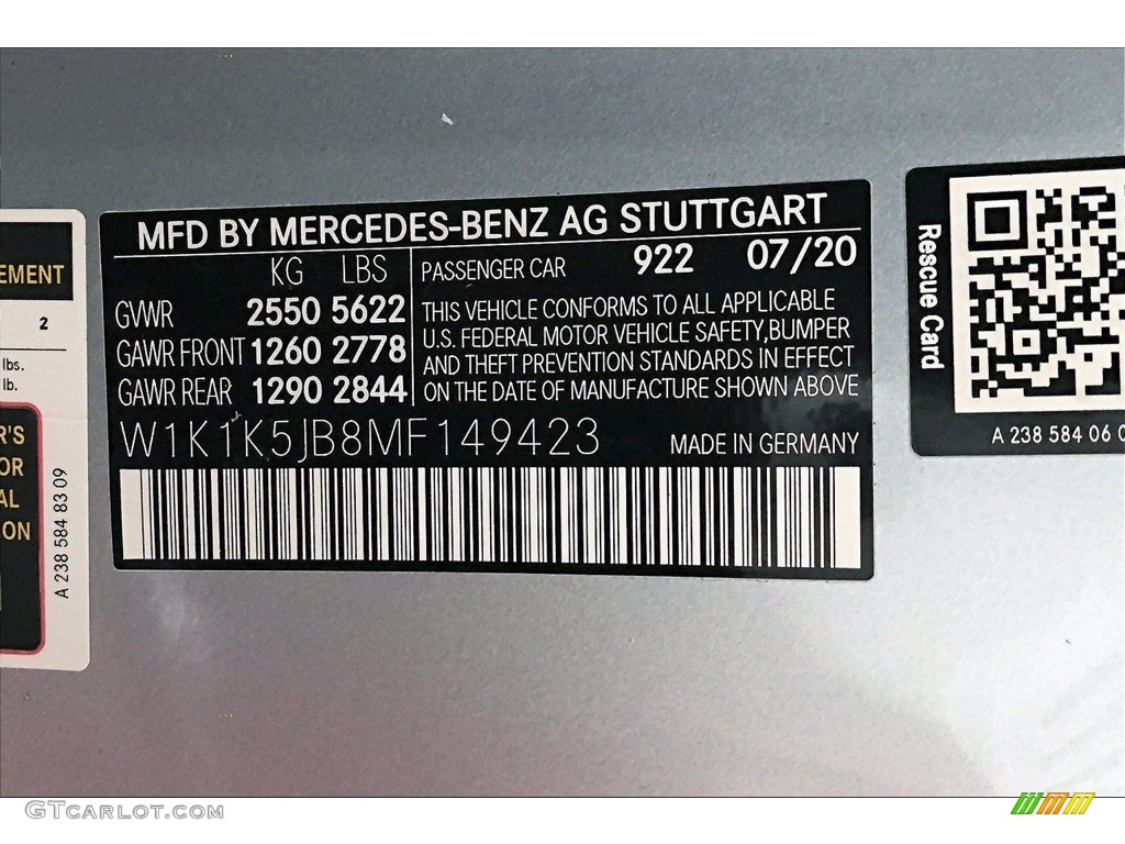 2021 E Color Code 922 for Cirrus Silver Metallic Photo #139949343