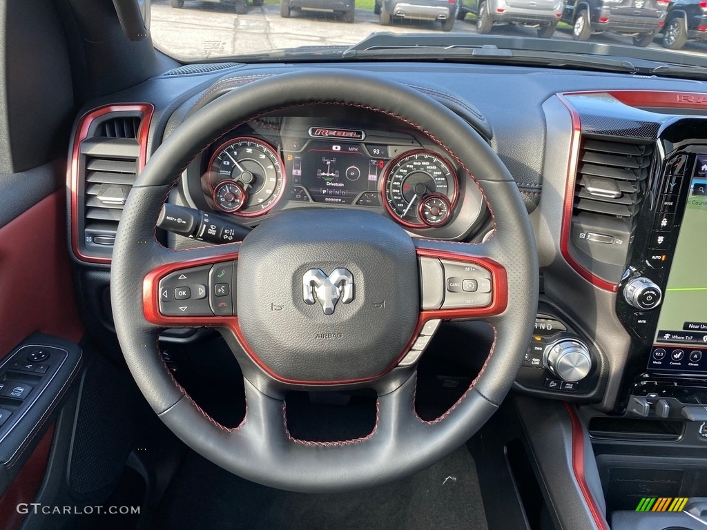 2021 Ram 1500 Rebel Crew Cab 4x4 Black Steering Wheel Photo #139955749