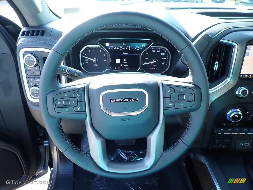 2021 GMC Sierra 1500 Denali Crew Cab 4WD Jet Black Steering Wheel Photo #139959313