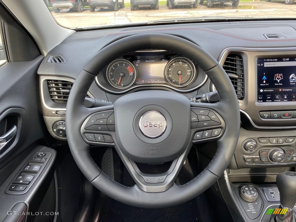 2021 Jeep Cherokee Traihawk 4x4 Black Steering Wheel Photo #139959355