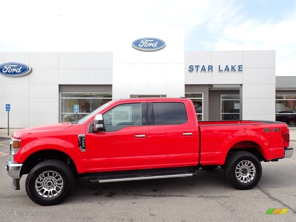 2020 F250 Super Duty XLT Crew Cab 4x4 - Race Red / Medium Earth Gray photo #1