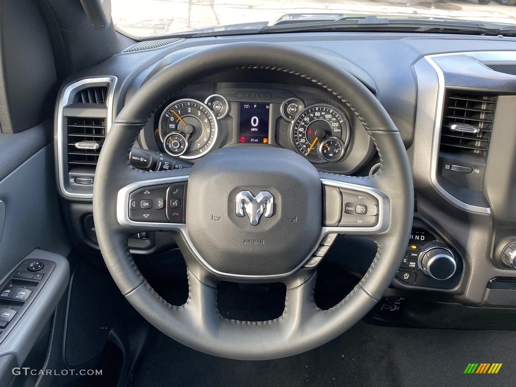 2021 Ram 1500 Big Horn Quad Cab 4x4 Diesel Gray/Black Steering Wheel Photo #139961641