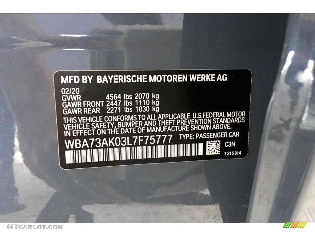 2020 2 Series Color Code C3N for Storm Bay Metallic Photo #139963024