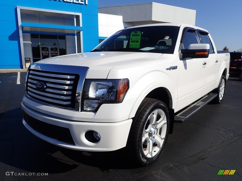 2011 F150 Lariat SuperCrew 4x4 - White Platinum Metallic Tri-Coat / Steel Gray/Black photo #2