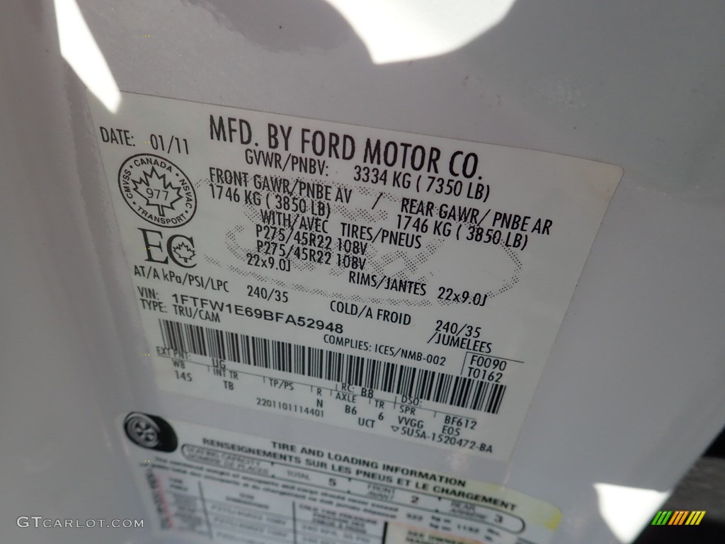 2011 F150 Lariat SuperCrew 4x4 - White Platinum Metallic Tri-Coat / Steel Gray/Black photo #27