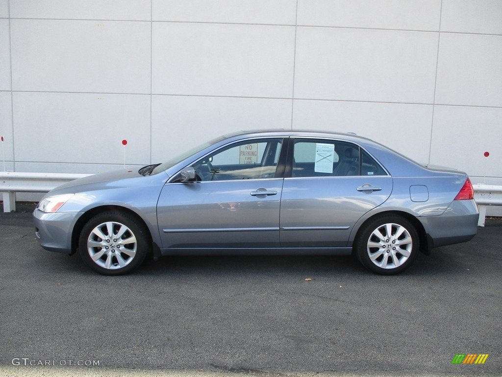 2007 Accord EX-L V6 Sedan - Cool Blue Metallic / Gray photo #2