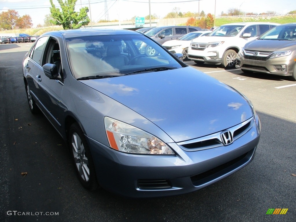 2007 Accord EX-L V6 Sedan - Cool Blue Metallic / Gray photo #7