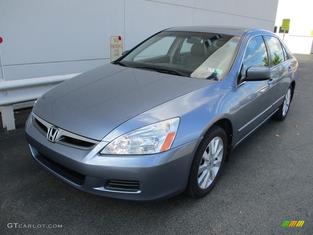 2007 Accord EX-L V6 Sedan - Cool Blue Metallic / Gray photo #9