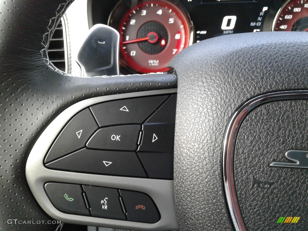 2020 Dodge Charger SRT Hellcat Widebody Black/Demonic Red Steering Wheel Photo #139974499