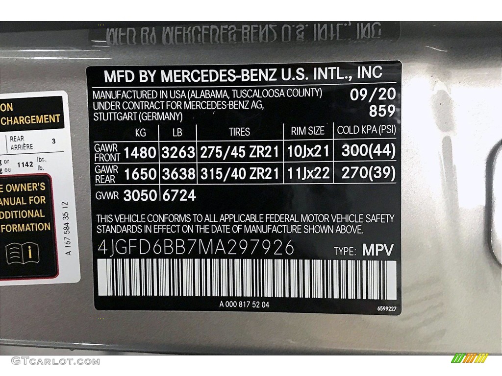 2021 GLE Color Code 859 for Mojave Silver Metallic Photo #139975966