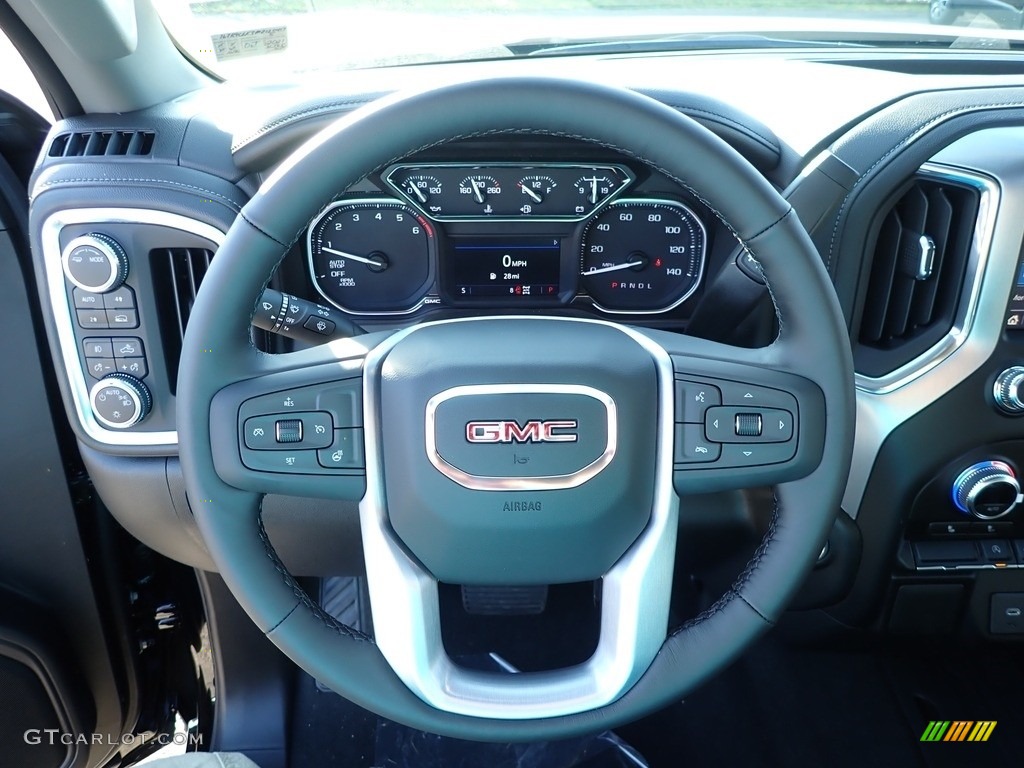 2021 GMC Sierra 1500 Elevation Double Cab 4WD Jet Black Steering Wheel Photo #139977640