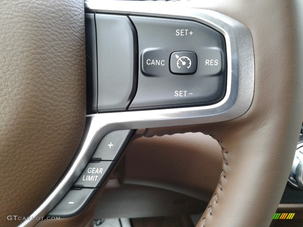 2021 Ram 1500 Laramie Crew Cab 4x4 Light Frost Beige/Mountain Brown Steering Wheel Photo #139977874