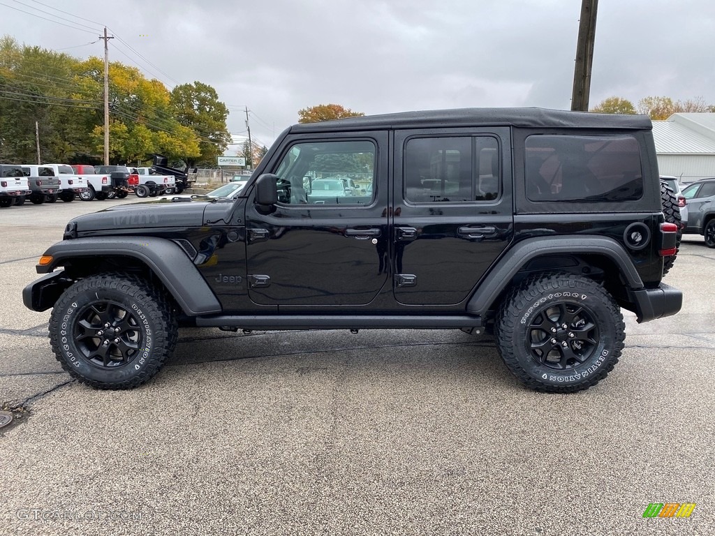 2021 Wrangler Unlimited Willys 4x4 - Black / Black photo #8