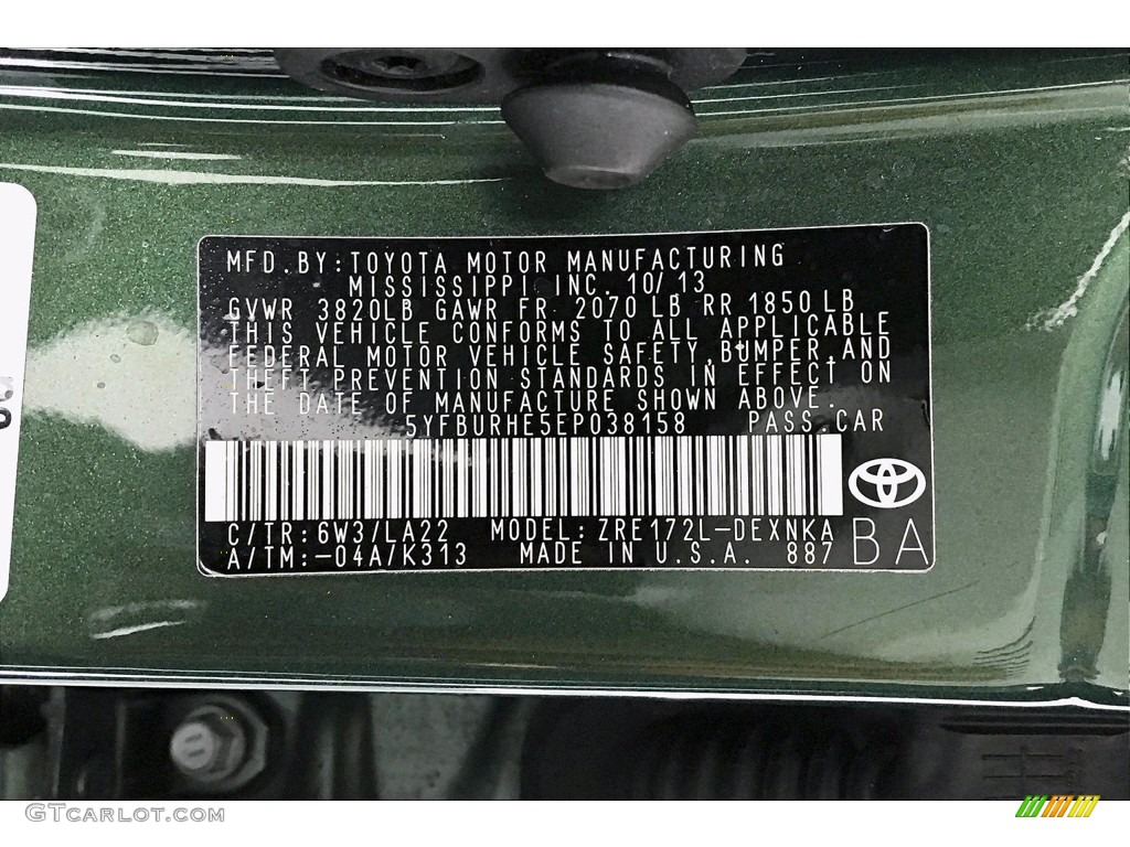 2014 Corolla LE - 4Evergreen Mica / Black photo #33