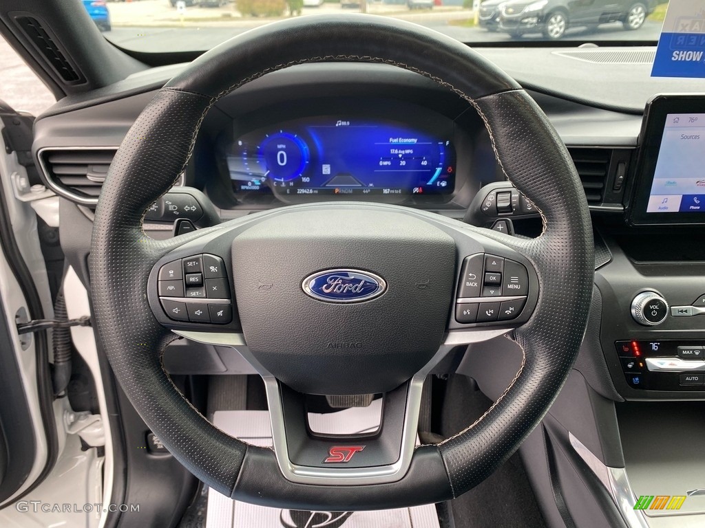 2020 Ford Explorer ST 4WD Ebony Steering Wheel Photo #139989004