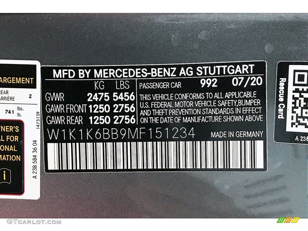 2021 Mercedes-Benz E 53 AMG 4Matic Cabriolet Color Code Photos