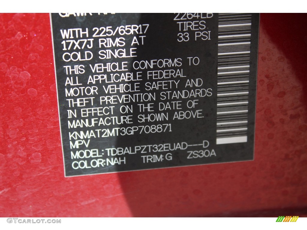 2016 Rogue Color Code NAH for Cayenne Red Photo #139991106