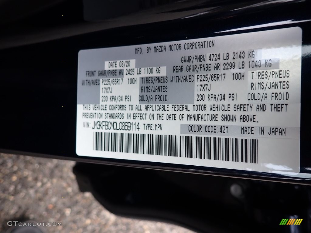 2020 CX-5 Touring AWD - Deep Crystal Blue Mica / Black photo #12