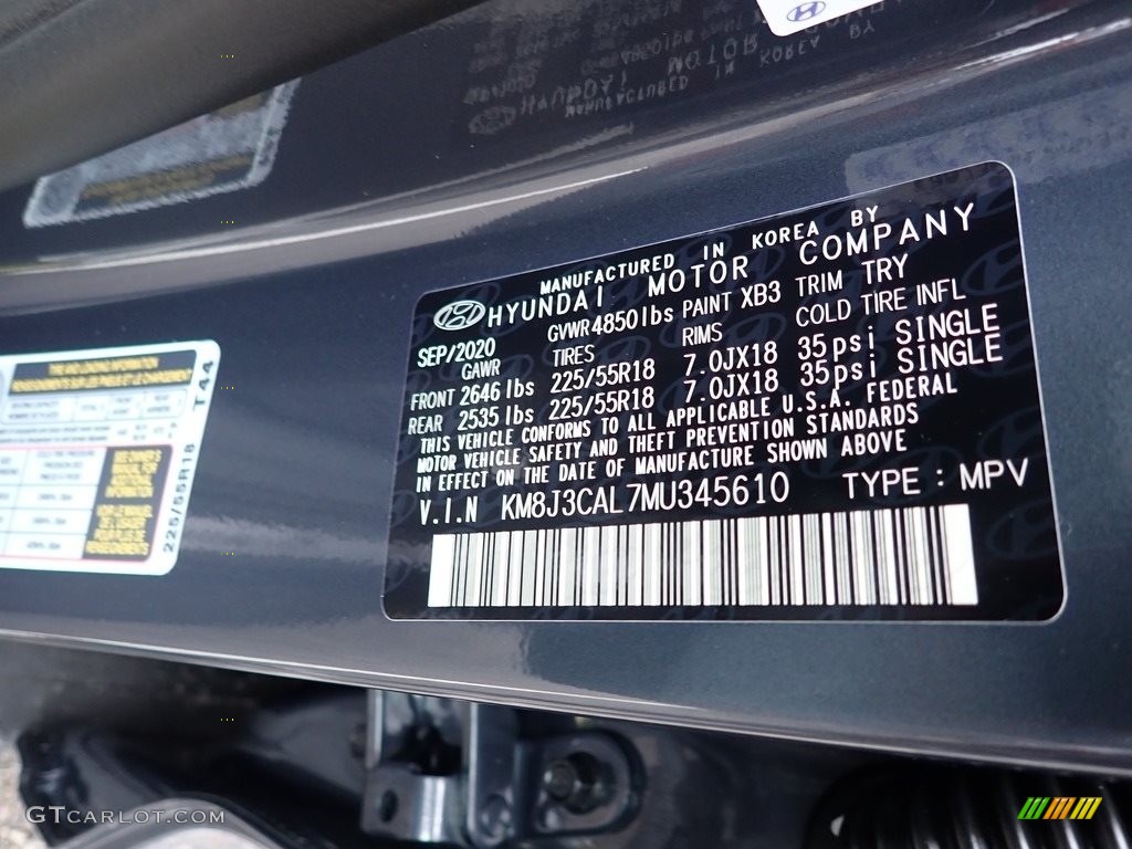 2021 Tucson Color Code XB3 for Dusk Blue Photo #139993778
