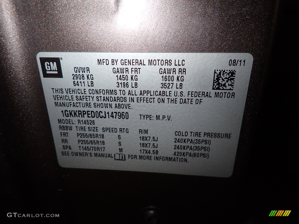 2012 Acadia SLE - Medium Brown Metallic / Ebony photo #31
