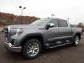 Front 3/4 View of 2021 Sierra 1500 SLT Crew Cab 4WD