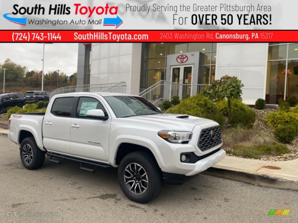 2021 Tacoma TRD Sport Double Cab 4x4 - Wind Chill Pearl / TRD Cement/Black photo #1