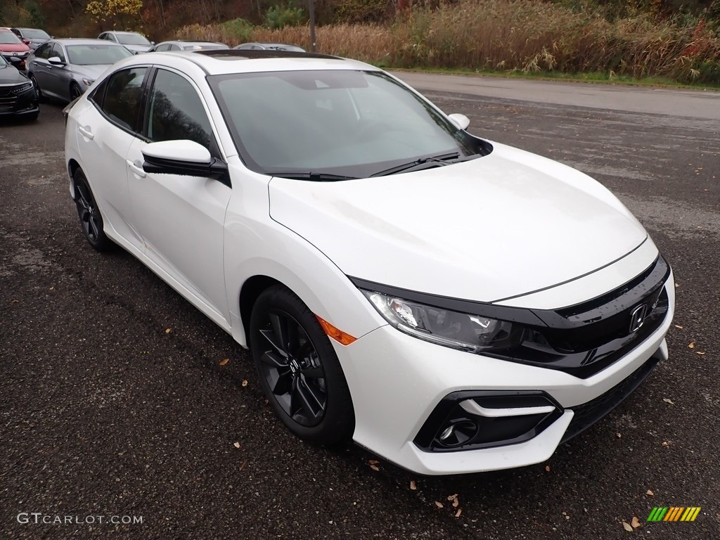 Platinum White Pearl 2021 Honda Civic EX Hatchback Exterior Photo #140001041