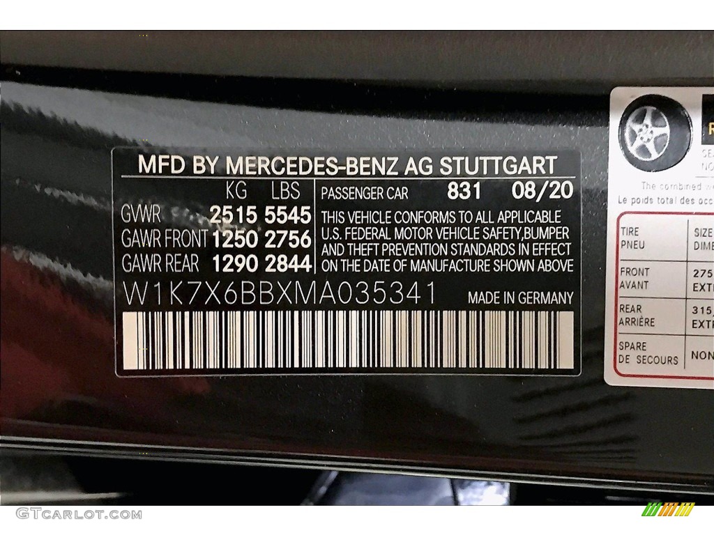 2021 AMG GT Color Code 831 for Graphite Gray Metallic Photo #140001926