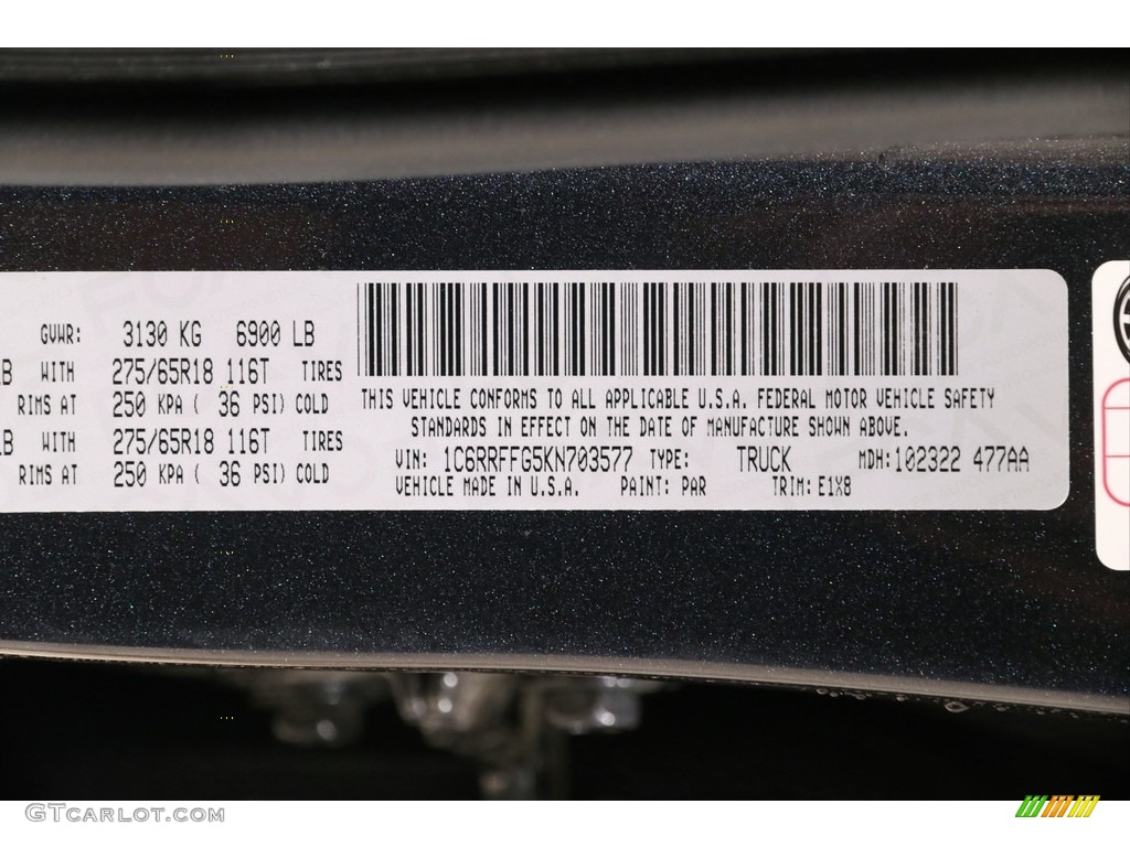 2019 1500 Big Horn Crew Cab 4x4 - Maximum Steel Metallic / Black/Diesel Gray photo #22