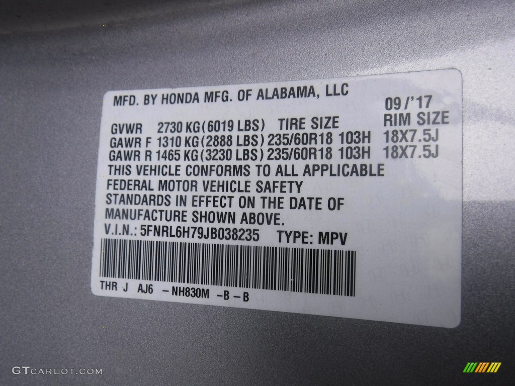 2018 Odyssey EX-L - Lunar Silver Metallic / Gray photo #27