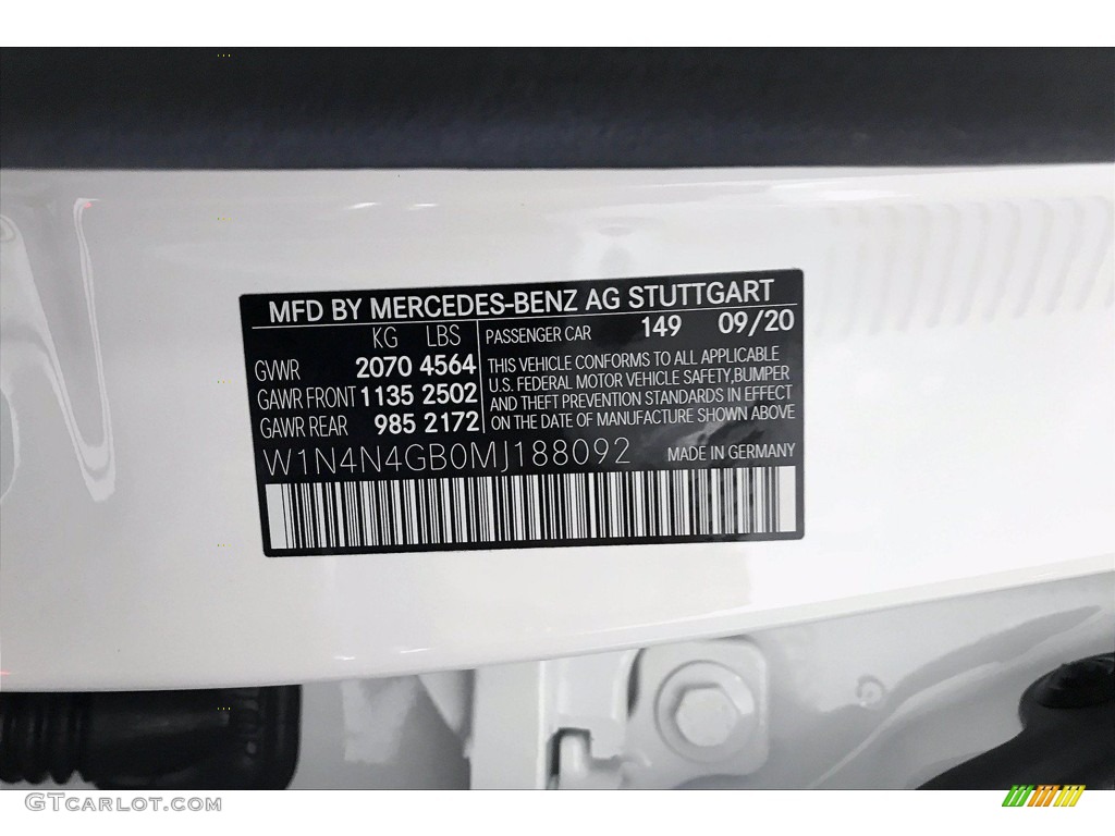2021 GLA Color Code 149 for Polar White Photo #140014141