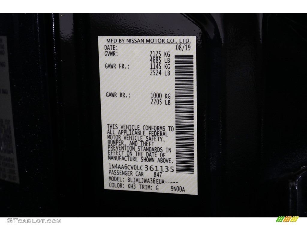 2020 Maxima Color Code KH3 for Super Black Photo #140016559