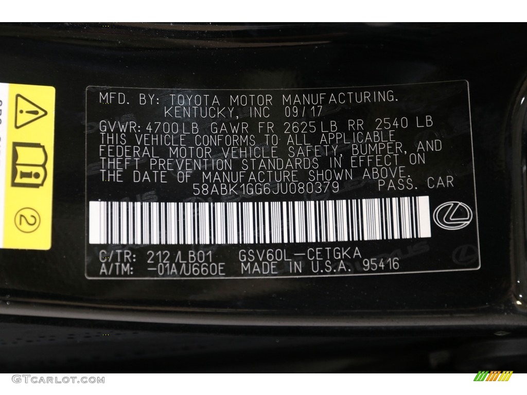2018 ES Color Code 212 for Obsidian Photo #140020565
