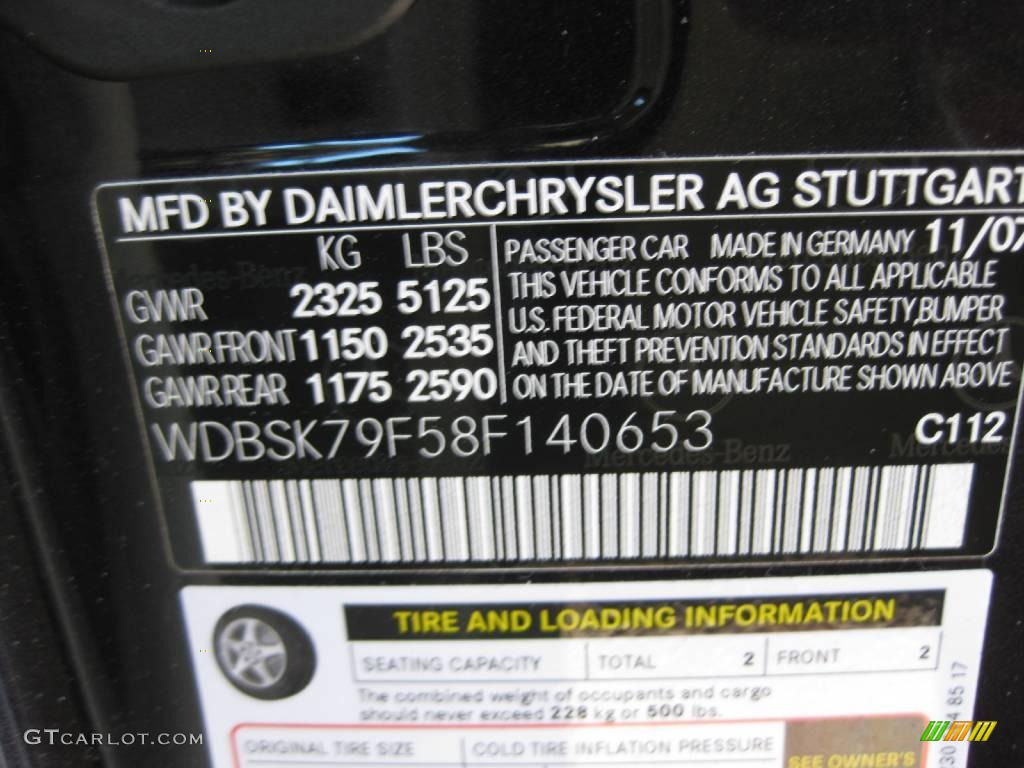 2008 SL Color Code 112 for Majestic Black Metallic Photo #14002548