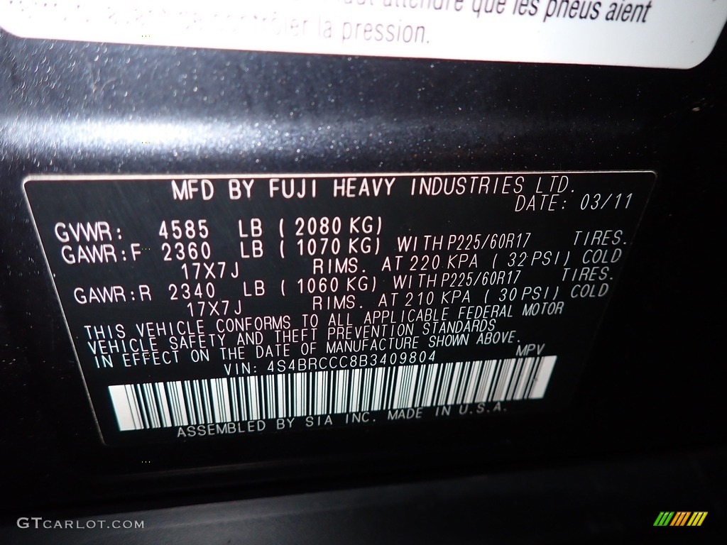 2011 Outback 2.5i Premium Wagon - Graphite Gray Metallic / Off Black photo #32