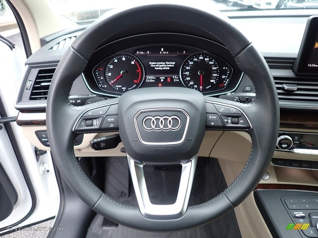 2019 Audi Q5 Premium quattro Atlas Beige Steering Wheel Photo #140029091