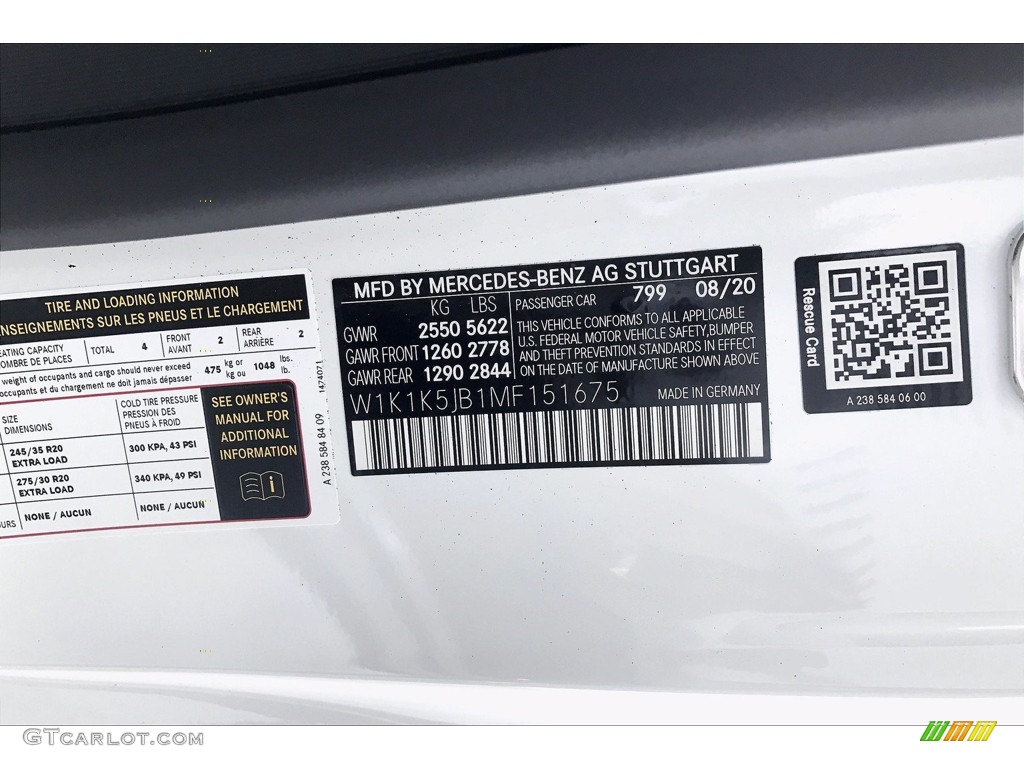 2021 E Color Code 799 for designo Diamond White Metallic Photo #140033458