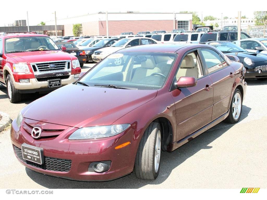 2006 MAZDA6 s Sedan - Dark Cherry Metallic / Beige photo #1