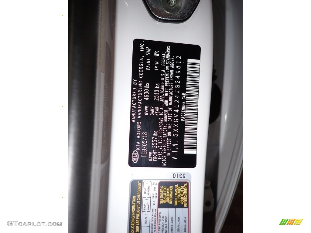 2018 Optima Color Code SWP for Snow White Pearl Photo #140048707