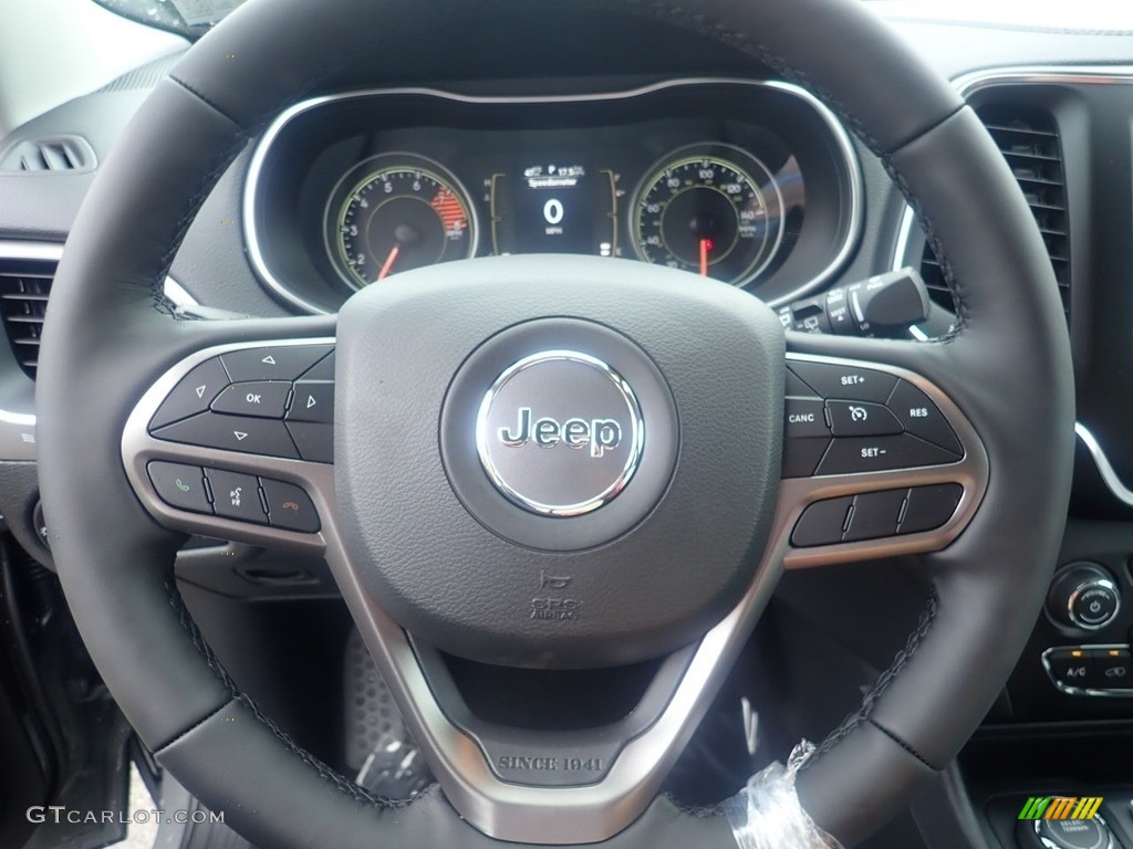 2021 Jeep Cherokee Latitude Lux 4x4 Black Steering Wheel Photo #140057377