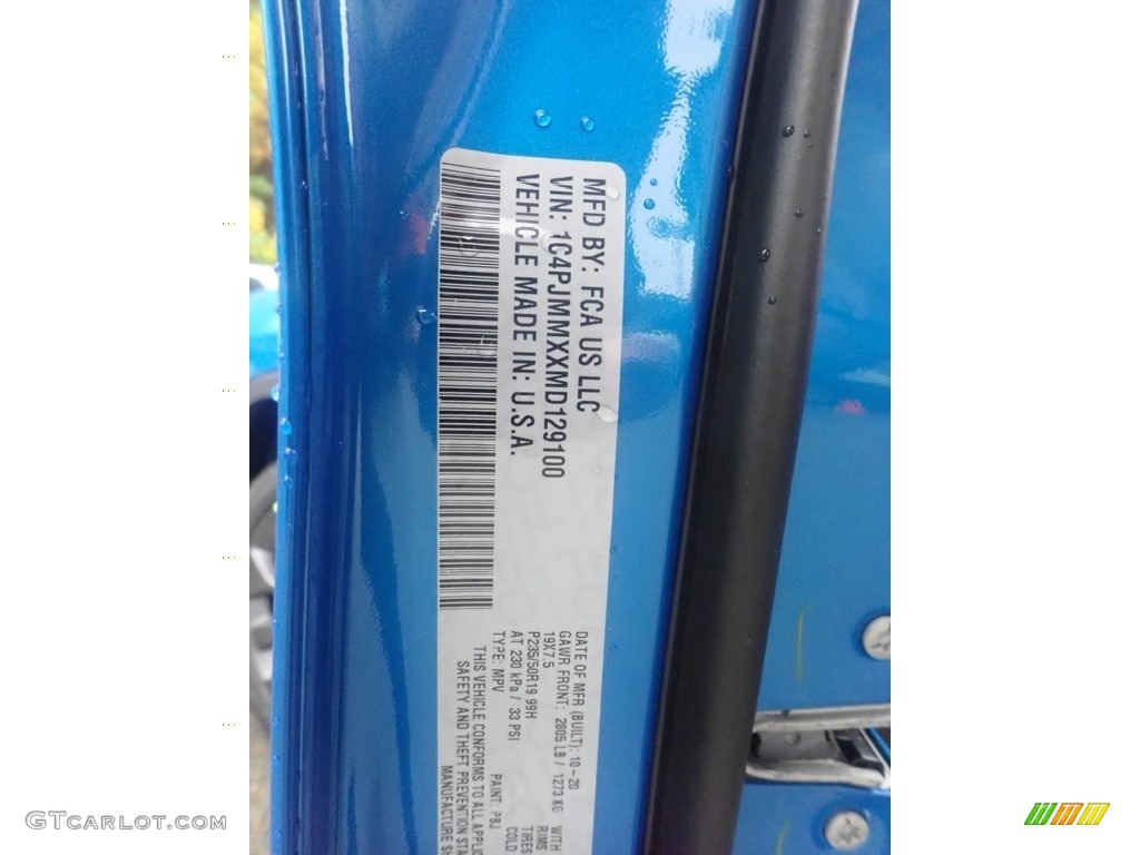 2021 Cherokee Color Code PBJ for Hydro Blue Pearl Photo #140059276