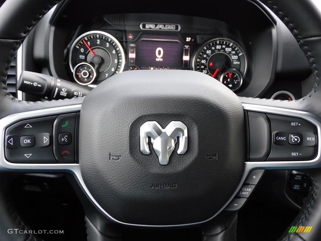2021 Ram 1500 Big Horn Crew Cab 4x4 Diesel Gray/Black Steering Wheel Photo #140075468