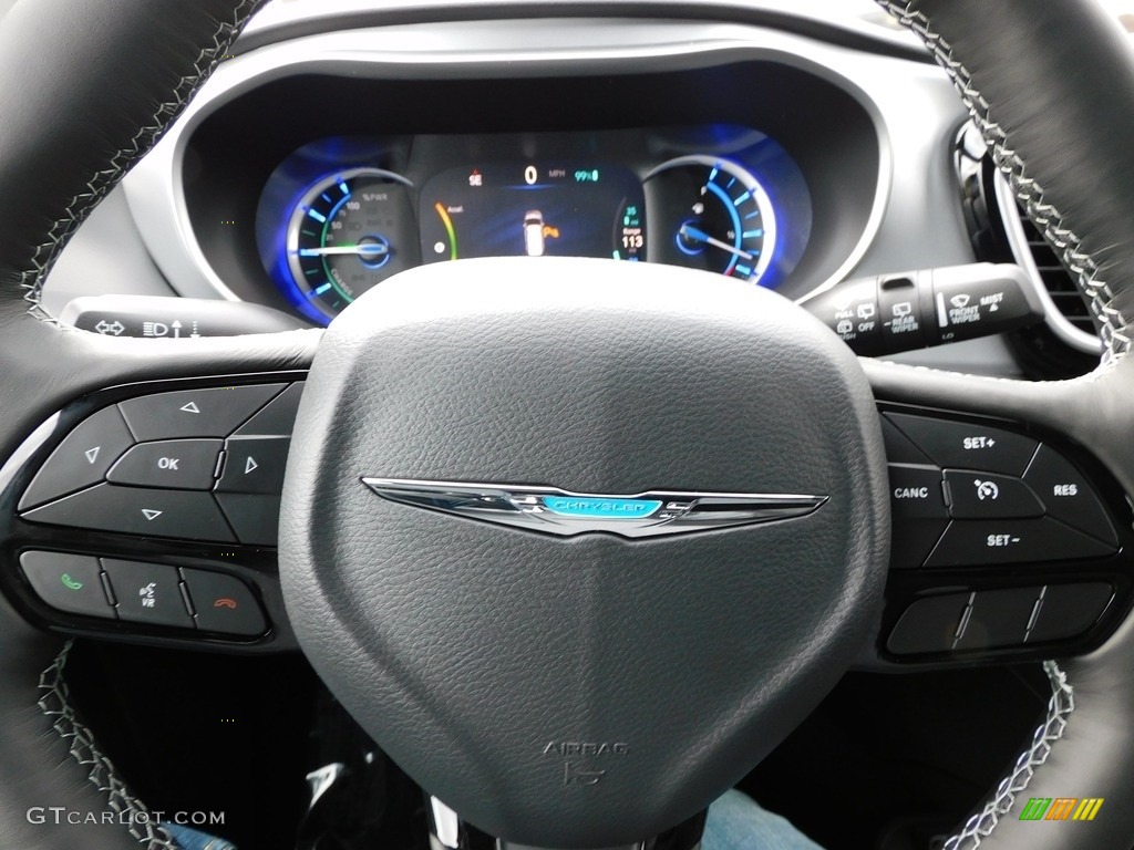 2020 Chrysler Pacifica Hybrid Touring L Black Steering Wheel Photo #140079599