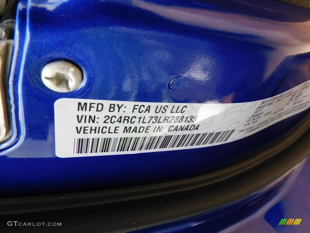2020 Pacifica Hybrid Touring L - Ocean Blue Metallic / Black photo #20