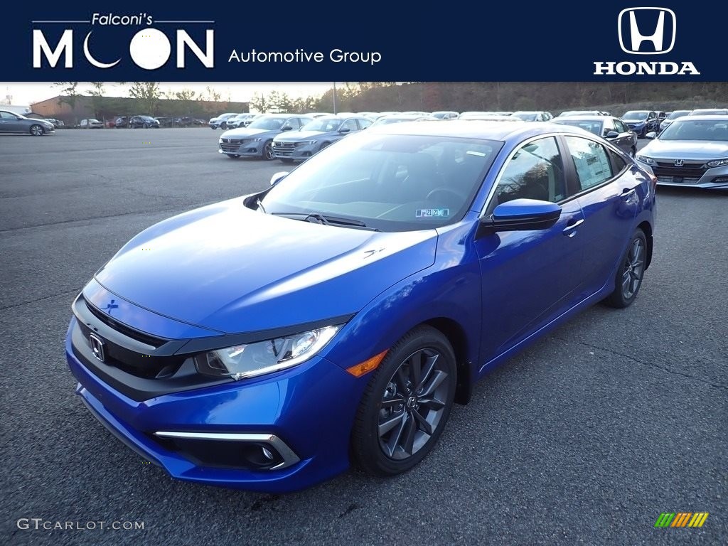 2020 Civic EX-L Sedan - Aegean Blue Metallic / Black photo #1