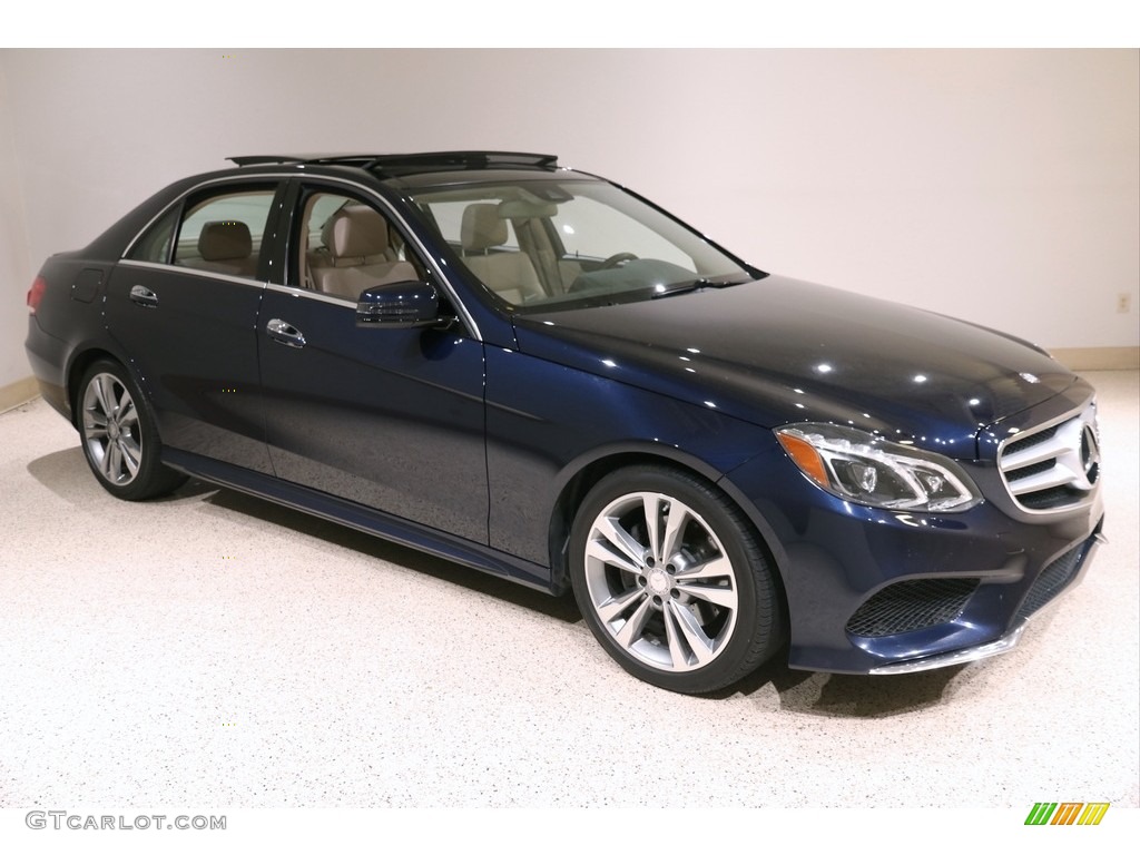 2014 E 350 4Matic Sport Sedan - Lunar Blue Metallic / Silk Beige/Espresso Brown photo #1