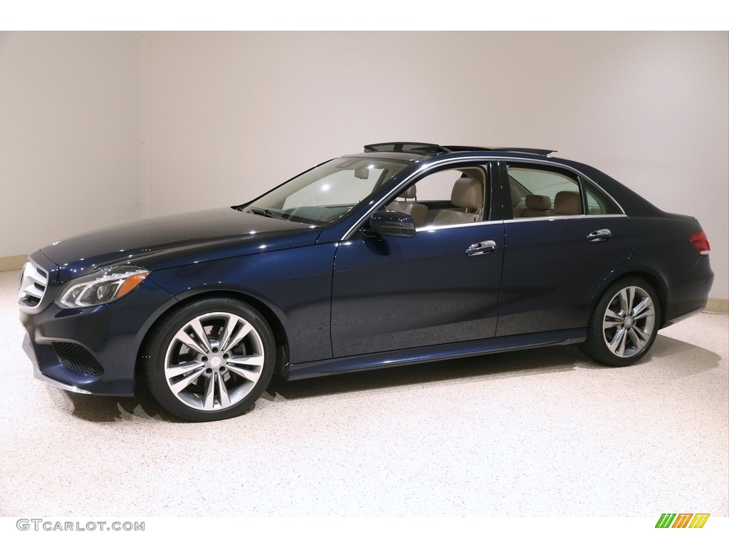 2014 E 350 4Matic Sport Sedan - Lunar Blue Metallic / Silk Beige/Espresso Brown photo #3